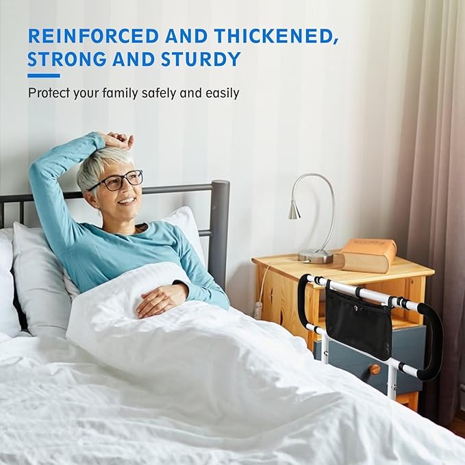 Foldable Bed Rail for Elderly Adults Safety - Adjustable Bed Rails with Support Legs for Seniors, Surgery Patients & Handicap Foldable Bed Rails, Fit Any Bed