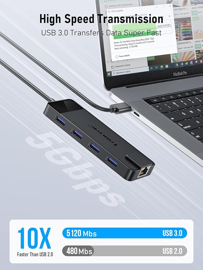 Lemorele USB C Hub Multiport Adapter 10-in-1 USB C Dongle for MacBook Pro Air, Gigabit Ethernet with 4K HDMI, 100W PD, USB 3.0 5Gbps Port, SD/TF Card Reader Adapter, Compatible for Windows/Mac/iPad…