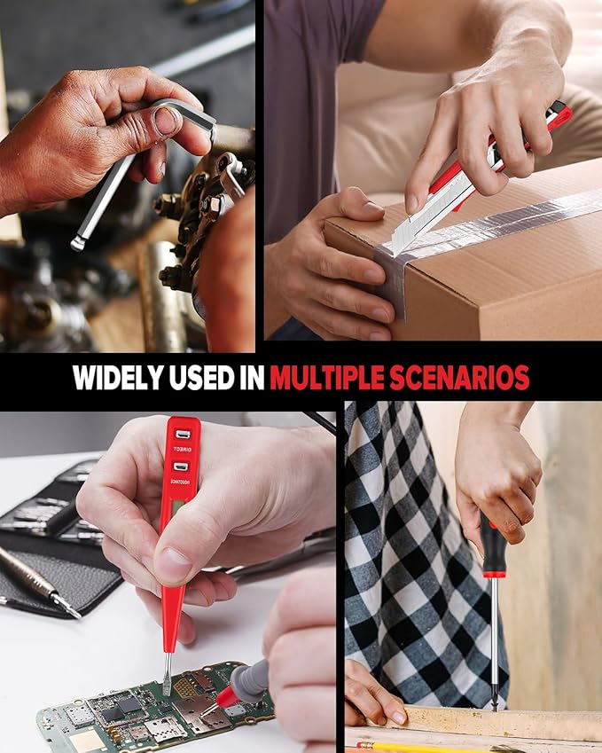 13pcs General Household Tool Set, Home Tool Kit with Plastic Toolbox for DIY, Maintenance, Perfect for Students & Homeowners (Red)