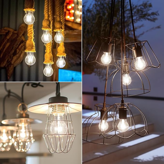 LVWIT A19 LED Vintage LED Filament Bulb E26 Base Dimmable 7W (60W Equivalent)，5000K Daylight White 800 Lumens，Omnidirectional, UL-Listed, Pack of 6