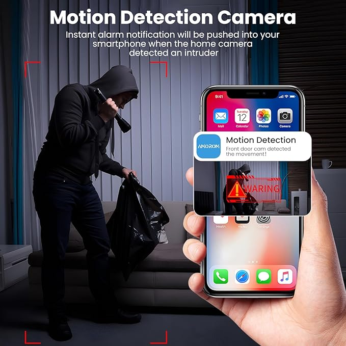 2 Pack Indoor Camera, Baby/Pet/Elderly Security Cameras, AI Motion Detection, 24/7 Recording, Night Vision, Compatible with Alexa & Google Assistant, SD Card & Cloud Storage, 2.4GHz WiFi