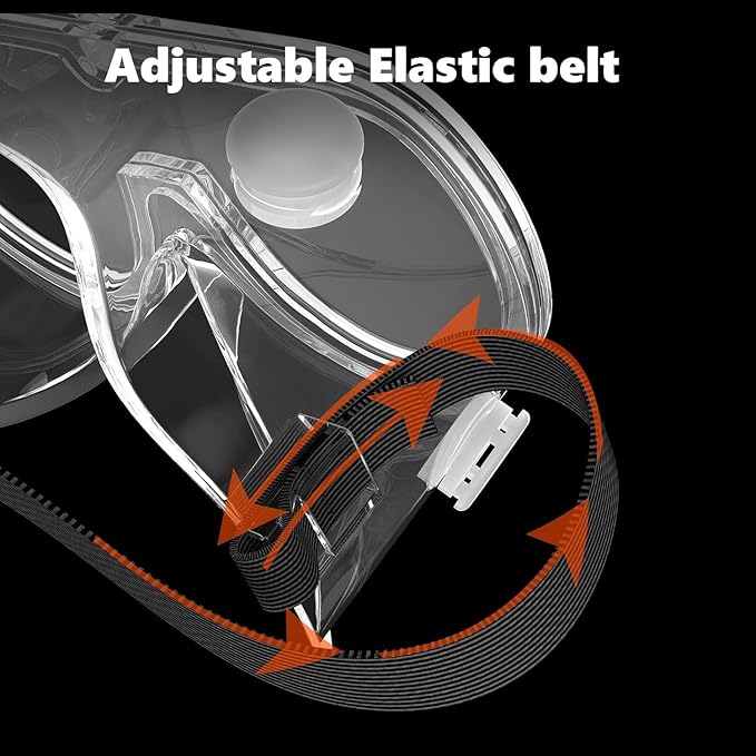 Anti-Fog Protective Safety Goggles Clear Lens Wide-Vision Adjustable Chemical Splash Eye Protection Soft Lightweight Eyewear