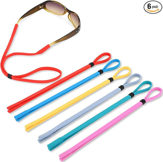 Sunglasses Strap Eye Glasses Holders Around Neck Women Men One Size for All Outdoor Activity Hiking Running Game Prevent Loss of Eyewear Portable and Travel Style Pack of 6 Colors