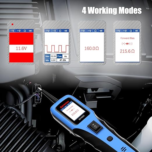 Automotive Power Circuit Probe Tester 12-24V Trailer Light Tester with 0.7mm Non-Piercing Probe Kits&40FT Cord Resistance&Duty Cycle Digital Multimeter Short&Open Finder Diode Diagnostic Tool
