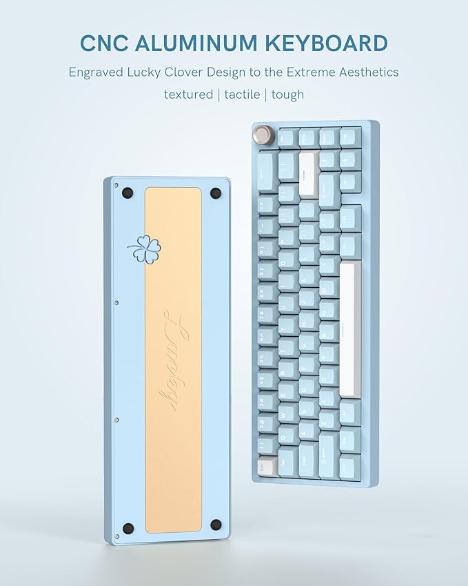 Womier SK65 Wireless Mechanical Gaming Keyboard with Knob, 60 Percent Creamy Aluminium Keyboard for PC, Bluetooth 5.0/2.4GHz/USB-C Wired, Hot Swappable Custom Lineaner Switch, RGB Backlit, Blue