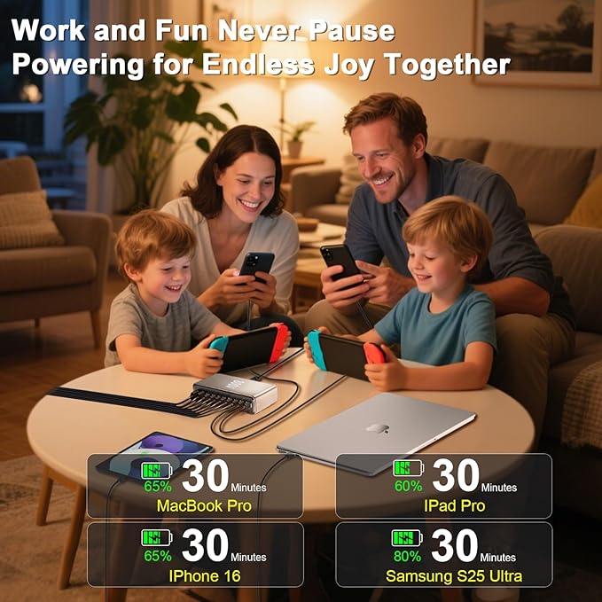 800W USB C Fast Charger Block,Dual PD 3.1 140W USB Charging Station, GaN Ⅲ Pro 10 Port PD PPS Fast Charging Station for Multiple Devices,Laptop Wall Charger Compatible with MacBook iPad iPhone 17 etc