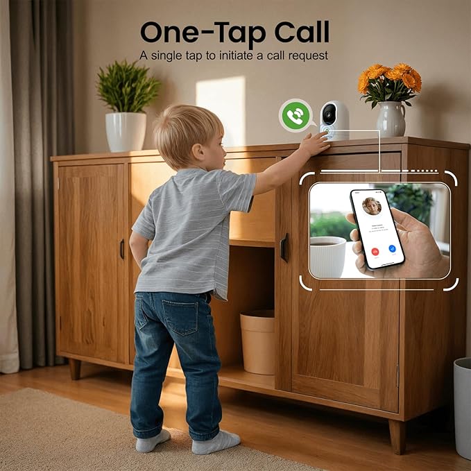 360 Cameras for Home Security-Indoor Camera Monitoring Baby/Nanny with 2K High Resolution & One-Tap Call, 24-7 Local Storage, Compatible with Alexa/Google Home, K7 4Pack (2.4GHz Wi-Fi Only)