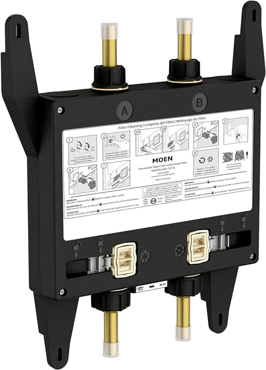 Moen Smart Water 2-Outlet Digital Thermostatic Shower Valve Kit with Standard 1/2" Connections, S3102