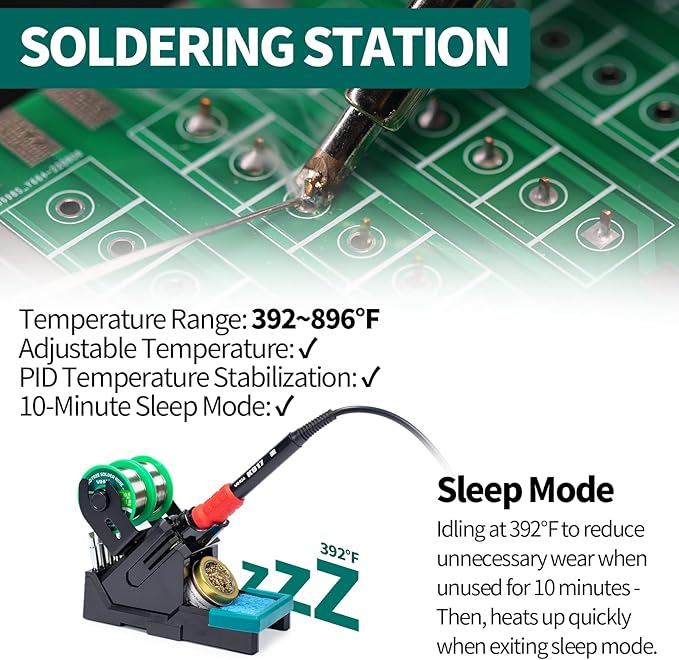 YIHUA 995D+ EVO Soldering Hot Air Station Kit 2-IN-1 110W Soldering Iron with LCD Display, Power Meter, Preset Channels, Sleep Mode, °C-°F Conversion, Automatic Shutdown Functions