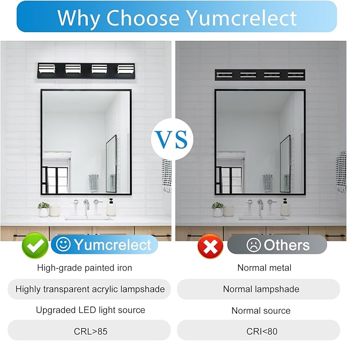 Black LED Vanity Light Fixtures 12W Bath Wall Lighs over Sink 2 Light Bathroom Mirror Lighting 14 Inch Vanity Sconces Modern Restroom Light Fixture Wall Lighting for Mirror in Bathroom Powder Room