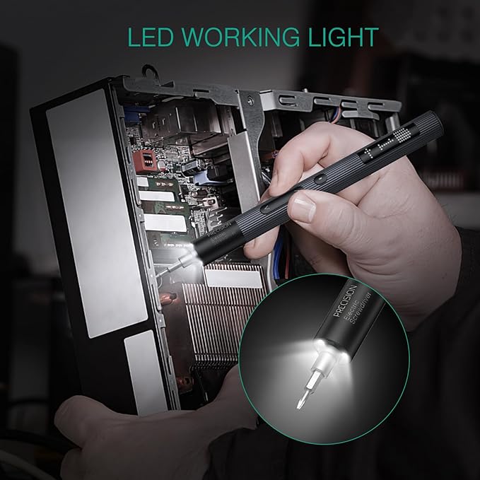 ORIA Electric Screwdriver Set, 50 in 1 Precision Screwdriver Set, Rechargeable Power Repair Tool Kit with 40 Bits, Power Display, 3 Adjustable Torque, LED Lights, Magnetizer for Phone Camera Watch