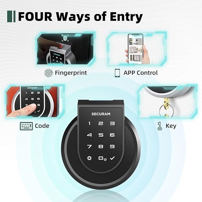 Touch Fingerprint Smart Lock, Black, Biometric, Bluetooth Enabled, Auto Lock, Voice Control via Alexa or Google