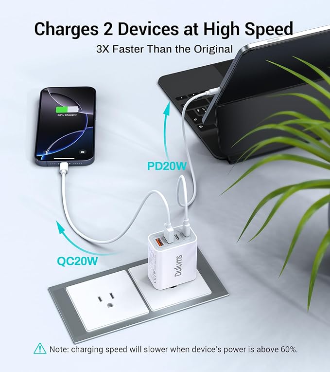 40W USB C Charger Cube, 2-Pack Wall Plug Fast Charging Block, 4-Port PD+QC Power Adapter Multiport Brick Type C Box for iPhone 16/15/14/13/12/11/Pro Max/XS/XR/8/7, Tablets, Cellphones