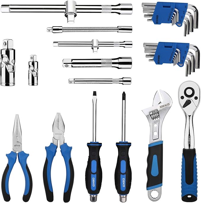 DEKOPRO 118 Piece Tool Kit Professional Auto Repair Tool Set Combination Package Socket Wrench with Most Useful Mechanics Tools