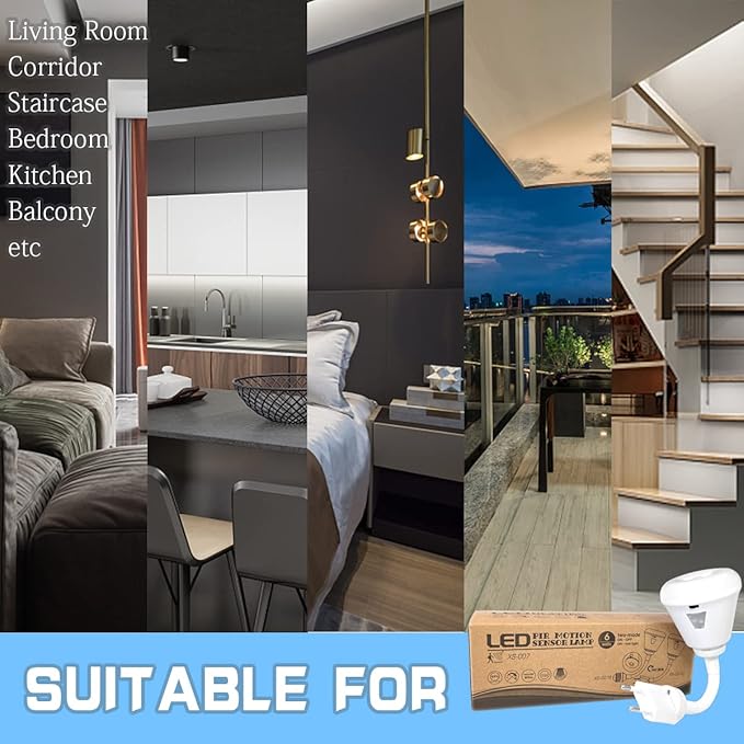 Plug in Motion Sensor Night Light, LED Infrared Sensor Light 6W Light AC 85-265V PIR Infrared Sensor Motion Detector Light Bulb Lamp (Warm Light, US Plug)