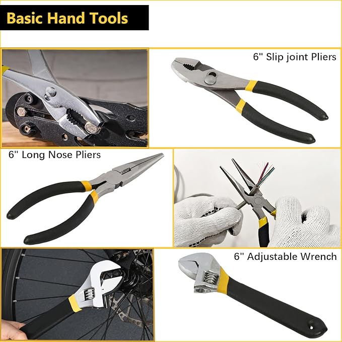 HolaKit House Tool Kit, 64-Piece Home Tool Set with 18-Pocket Tool Bag and Shoulder Strap, Hammer, Pliers, Adjustable Wrench, Precision Screwdrivers, etc, Ideal for DIY Projects, Quick Repairs