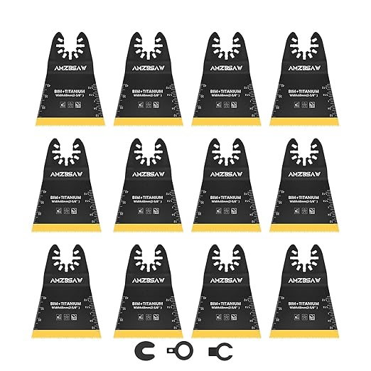 12PCS Titanium Oscillating Multitool Blades Metal Cutting, 68MM Titanium Saw Blades for Metal Nails Hard Material and Wood Plastic, Multi Tool Blades Kits Fit Dewalt Bosch Ryobi