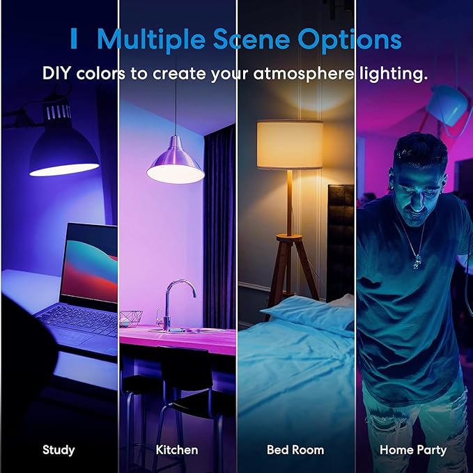 meross Smart Light Bulb, BR30 WiFi Flood LED Bulbs Support Apple Homekit, Siri, Alexa, Google, Full Color Changing RGBCW Dimmable 1300 Lumens 100W Equivalent, White, 2 Count (Pack of 1)