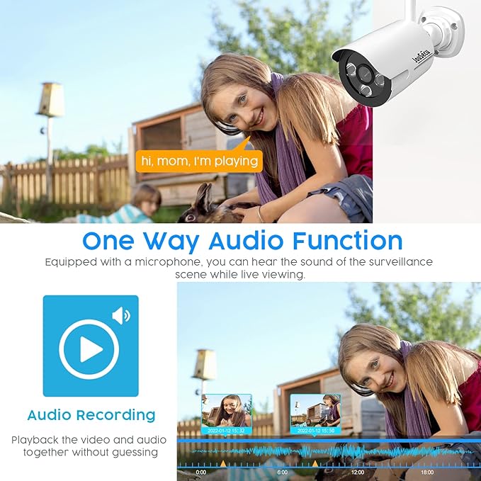 5MP Wireless Security Camera System with 1T Hard Drive, 8 Channel Surveillance NVR Kits and 4pcs Super HD 5MP Outdoor Indoor WiFi Bullet Camera for Home Full Color Night Vision