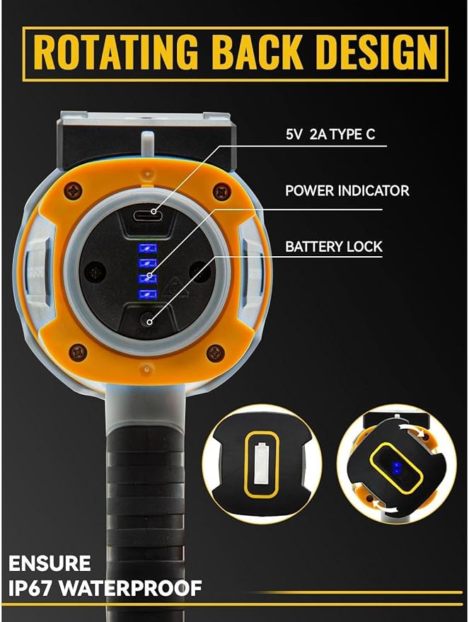 Durapower Rechargeable Spotlight, 3000 Lumens LED Handheld Spotlight, 7800mAh Long Lasting IP67 Waterproof Flashlight Portable for Marine Boat Hunting