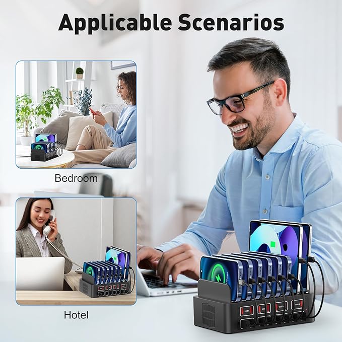 16 Port USB Charging Station, 150W USB a Charging Station - Supports iPhone iPad Android Phones, Watches Game Consoles and Many Other Electronic Devices