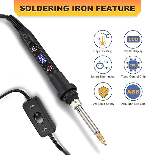 Professional Heat Set Insert Tool Kit: 80W Soldering Iron Heat Insert Tool with 520pcs Brass Inserts & Heat Set Insert Tips (M2-M8) for 3D Printing