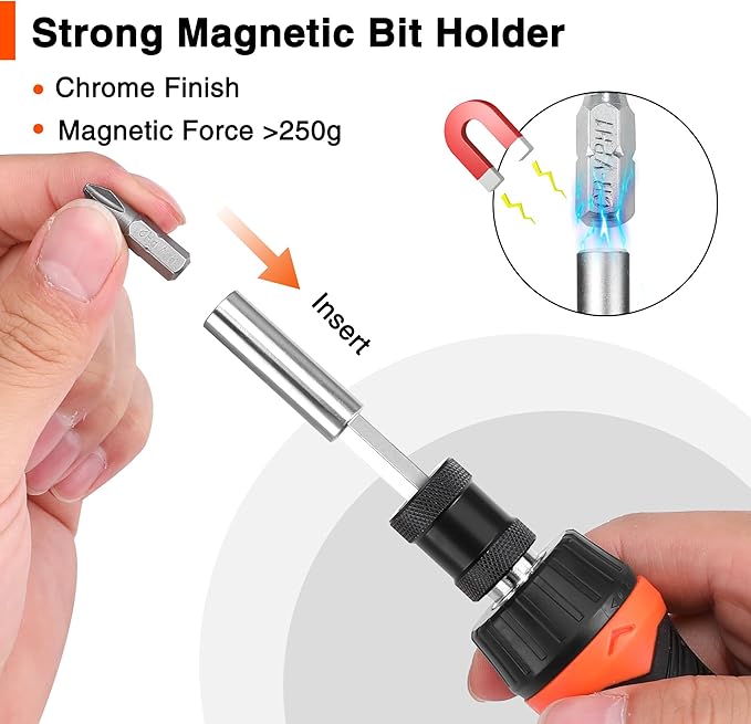 Valuemax Ratcheting Screwdriver, 9-In-1 Multi Screwdriver, Portable Ratchet Screwdriver Set, Adjustable Length, High-Strength Bits, Phillips, Slotted, Torx, Hex, Nut Driver