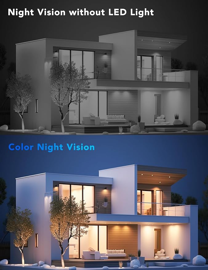 2K Solar Security Cameras Wireless Outdoor, 360°PTZ Battery Powered Cameras for Home Security, 2.4G WiFi Outdoor Camera with Color Night Vision, IP66 Waterproof, Motion Sensor Alarm, Black，2Pack