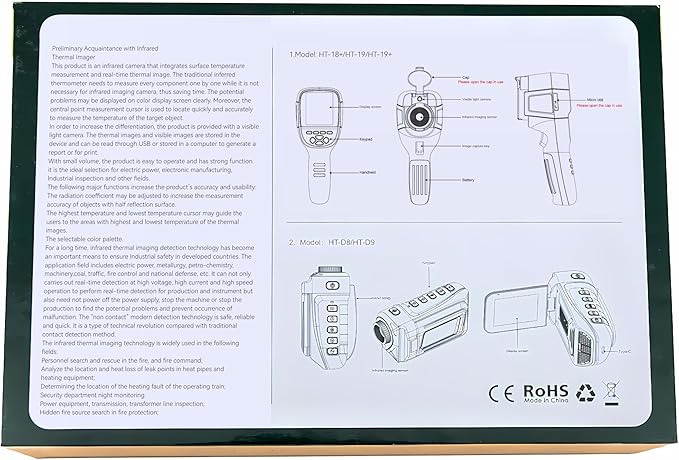 Hti-Xintai Higher Resolution 320 x 240 IR Infrared Thermal Imaging Camera. Model HTI-19 with Improved 300,000 Pixels, Sharp 3.2in Color Display Screen, Battery Included. Lightweight Comfortable Grip.