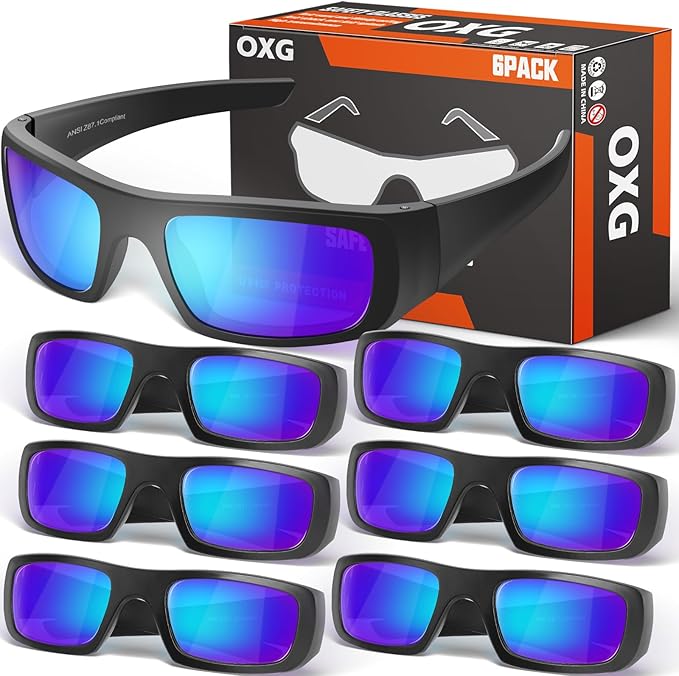 OXG Safety Glasses Protective Eyewear Men Women, ANSI Z87.1 Work Glasses Scratch Impact Resistant for Industrial Shooting