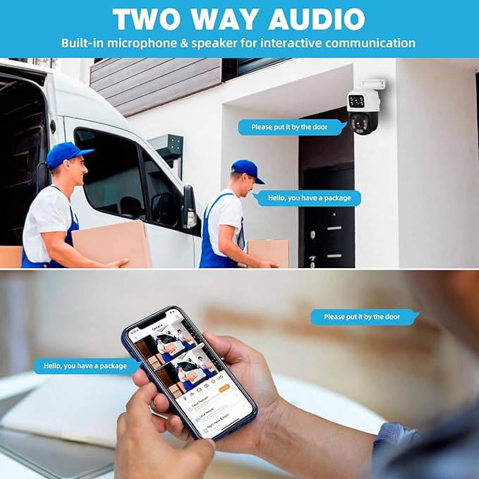 Cameras System for Home Security,8 CH POE NVR Wired Camera System with 2 X 6MP Dual Lens Night Vision Detection,500g HDD, 2-Way Talk,360°View Video Surveillance for House,Indoor/Outdoor