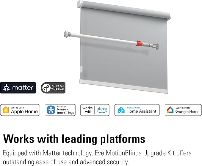 Eve MotionBlinds (Matter) Upgrade Kit for Roller Blinds – Motor to Upgrade existing Indoor Blinds, Open/Close Automatically, Control via Voice/app, Schedules & Scenes, Requires Thread Border Router