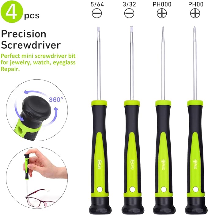 FASTPRO 12-Piece Magnetic Screwdrivers Set with Slotted Phillips Screwdrivers and Precision Screwdrivers, Repair Tool Kit with Storage Bag, Green