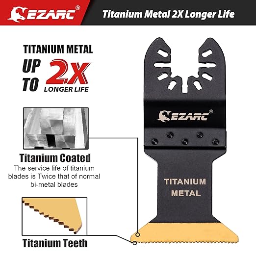 EZARC Oscillating Multitool Blades Titanium - 6PCS Oscillating Tool Saw Blades for Metal Wood Nails Screws Cutting - Universal Quick Release Multi Tool Blades Kits