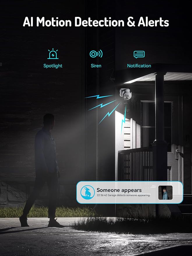 blurams Solar Outdoor Camera Wireless, 360° PTZ Security Cameras Wireless Outdoor with Human Auto Tracking, 2K IR/Color Night Vision, Battery Powered, 2.4GHz Only