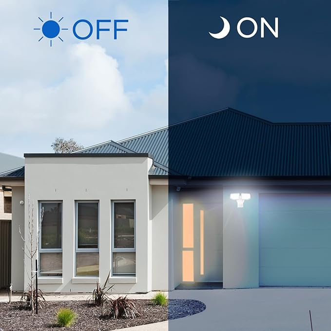 40W LED Security Lights Motion Sensor Light Outdoor, 180 Degree, 4000LM, 5000 K, ETL Water Resistant, Clear 2 Head Motion Detector Flood Light for Garage, Yard 2-Pack (White)