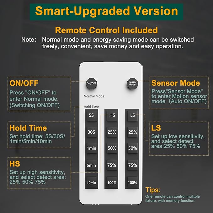 300W LED High Bay Light Motion Sensor(Energy Saving), 45000lm Commercial Bay Lights with Remote Control AC100-277V High Bay LED Shop Lights Supports Normal Mode & Motion Mode Switching- 6Pack