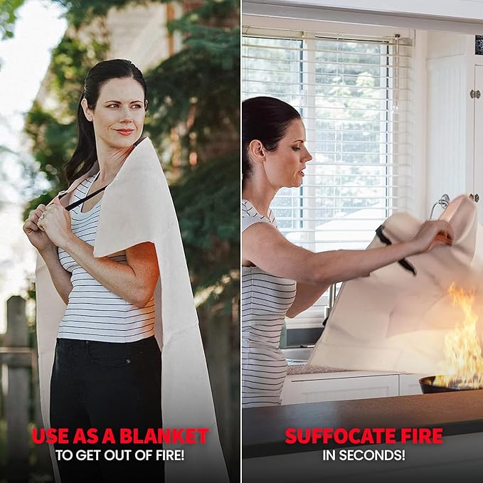 Prepared Hero Emergency Fire Suppression Blanket - 12 Pack, 40' x 40' Fiberglass Fire Blanket for Home and Kitchen