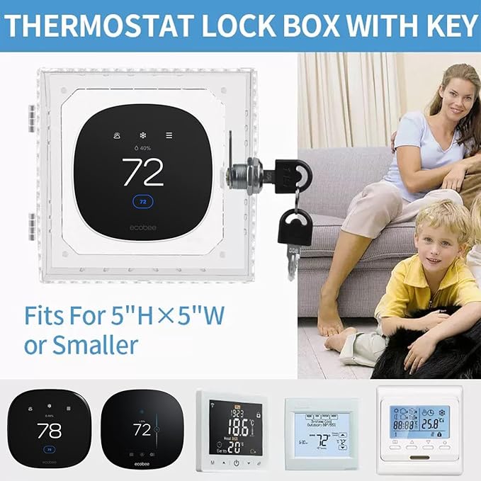 Thermostat Lock Box Cover with Key – Secure Lock Box Guard for New 2025 Ecobee Smart Thermostat Essential, Ecobee Smart Thermostat Premium and Enhanced