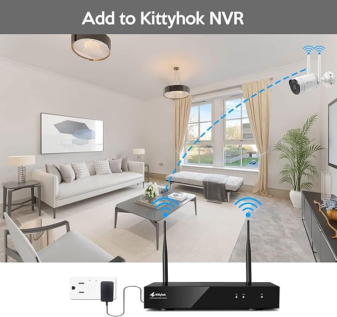 Kittyhok 3MP Wireless Security Camera Outdoor/Indoor Wireless Security System, 2K WiFi IP Security Camera for Home with Night Vision, 2-Way Audio, Motion Detection, Weatherproof