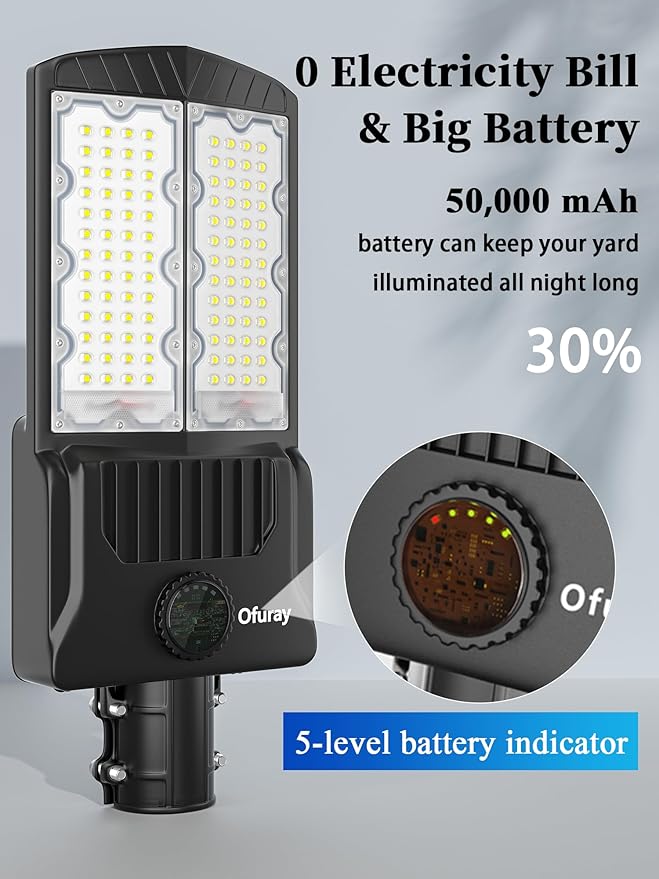 Ofuray OL-11000W Solar Street Lights Outdoor,Parking Lot Lights Commercial Dusk to Dawn up to 750,000lm, 50,000mAh Big Power Solar Security Flood Remote Control Without Motion Sensor for Street,Yark