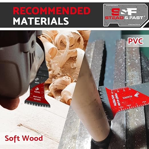 S&F STEAD & FAST 6 PCS Oscillating Saw Blades, Japanese Teeth, Curved Edge Oscillating Tool Blades for Wood, Plastic, Universal Multitool Blades Kits for Quick Release
