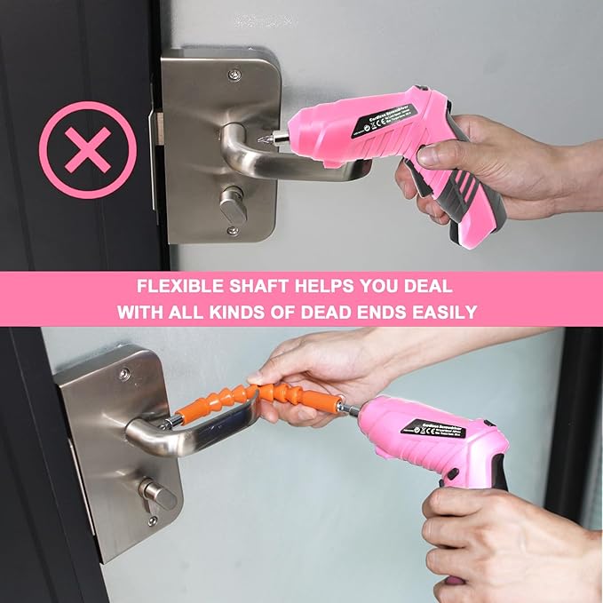 Cordless Electric Screwdriver, 3.6V Rechargeable Power Screwdriver with 47 pcs Accessories, usb charging, 3Nm Screw Gun, mini Carrying screwdriver set with LED Light Electric Power Drill Set