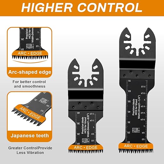 50 Pack Oscillating Tool Blade - Universal Titanium Multitool Blades, Oscillating Saw Blades for Wood Plastics Metal, Multi Tool Blades Kits Fit Dewalt Ryobi Bosch Milwaukee & More