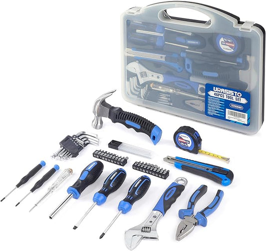 Tool Kit 46-Piece, Household Basic Complete Hand Repair portable Tool Set with Plastic Toolbox Storage Case