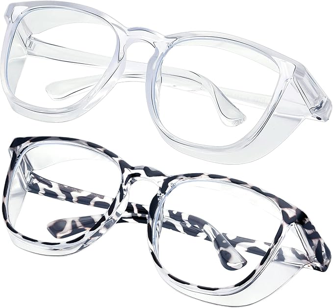 Safety glasses Goggles Nurses Protective Eyewear - Anti Fog Square Frame Stylish Clear Glasses for Women Men