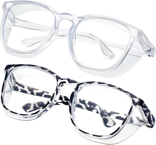 Safety glasses Goggles Nurses Protective Eyewear - Anti Fog Square Frame Stylish Clear Glasses for Women Men