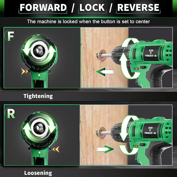 20V Cordless Drill Set, 3/8 Drills Handheld Drill Kit with 18+1 Torque Setting, LED Electric Power Drills Set with Battery and Charger, Electric Screwdriver Tools Kit, 2 Batteries