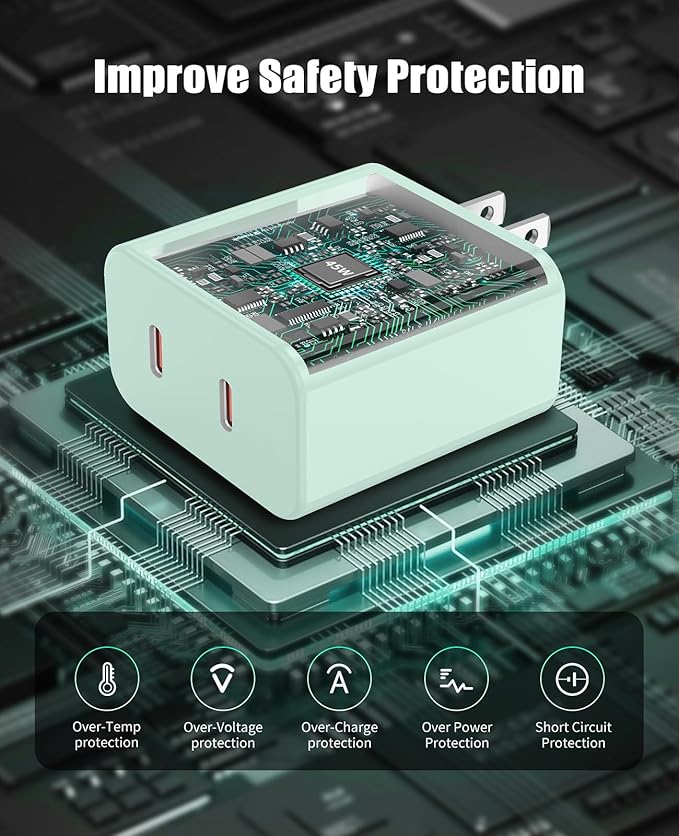 2 Pack 45W Super Fast Charger Type C for Samsung, USB C Android Phone Charger Fast Charging Block with 6FT/10FT Type C Charger Cord for Samsung Galaxy S25/S24/S23/S22+ Ultra/iPhone 17/16/15-Green