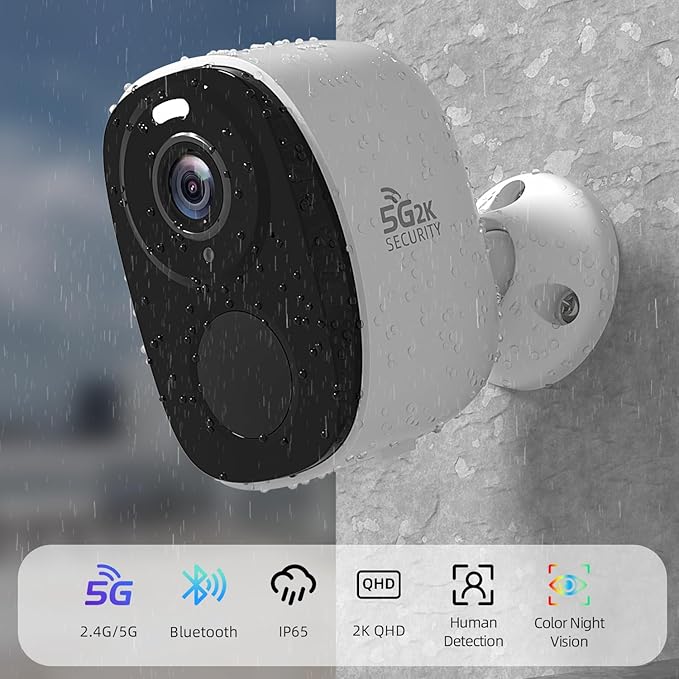 4PC 2.4G/5GHz WiFi Security Cameras Wireless Outdoor,2K Battery Home Security Camera with AI Detection,Siren, Surveillance Indoor Home Camera, Color Night Vision,2-Way Talk,IP65, Cloud/SD, Works Alexa